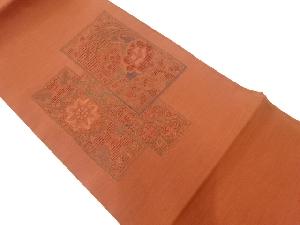 リサイクル　色紙に草花模様刺繍袋帯